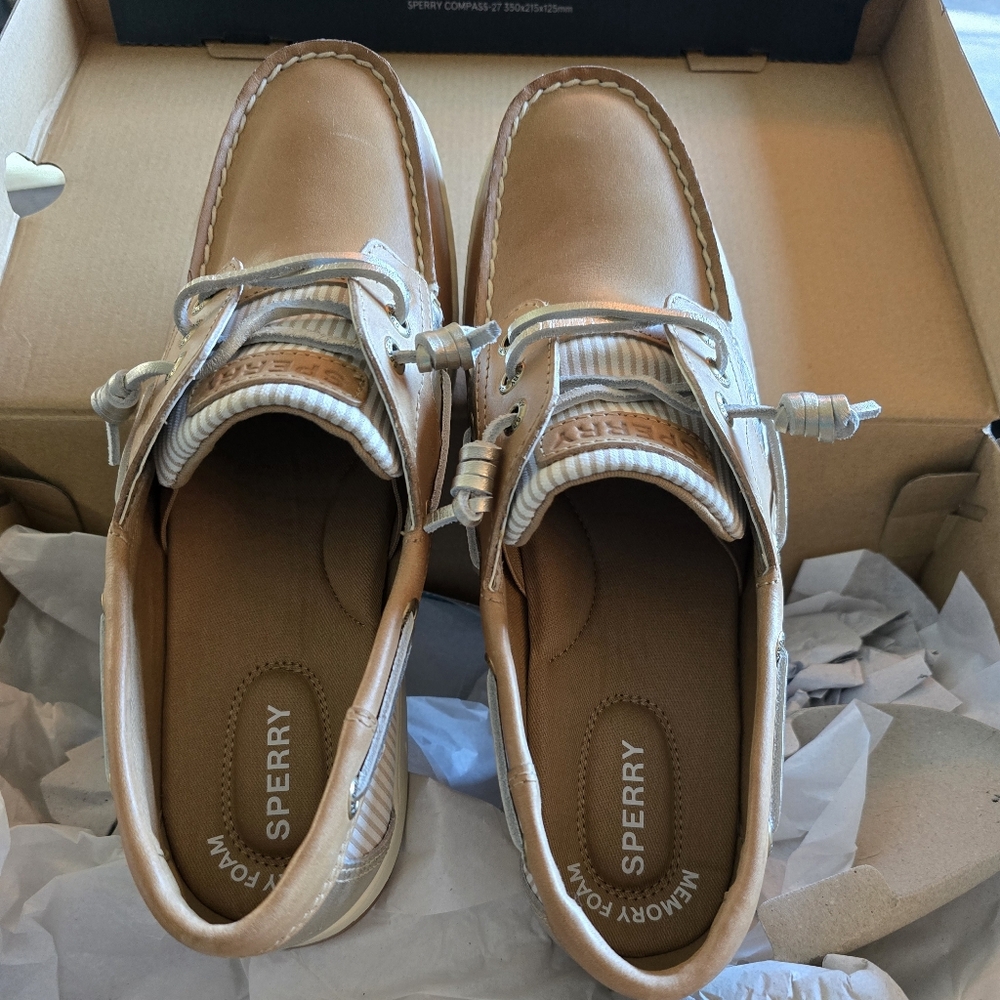 Sperry Womens Light Brown Boat Shoes Size 10